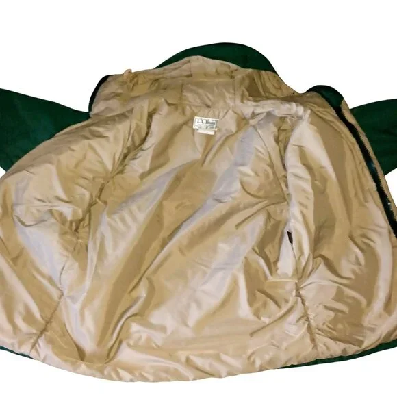 L.L. Bean VTG Green Hooded Parka Zip Snap Pockets Size M Winter Car Coat Mens XL - Picture 9 of 15